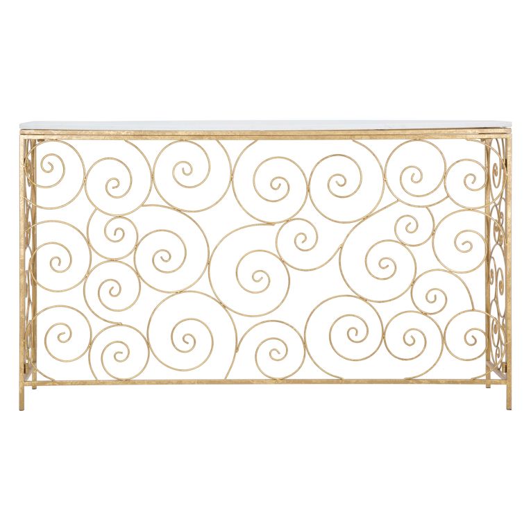 Consolle Bianco oro un Ripiano Materiale Struttura in Marmo 140x36x82h cm, Colore Ripiano Bianco - Goris