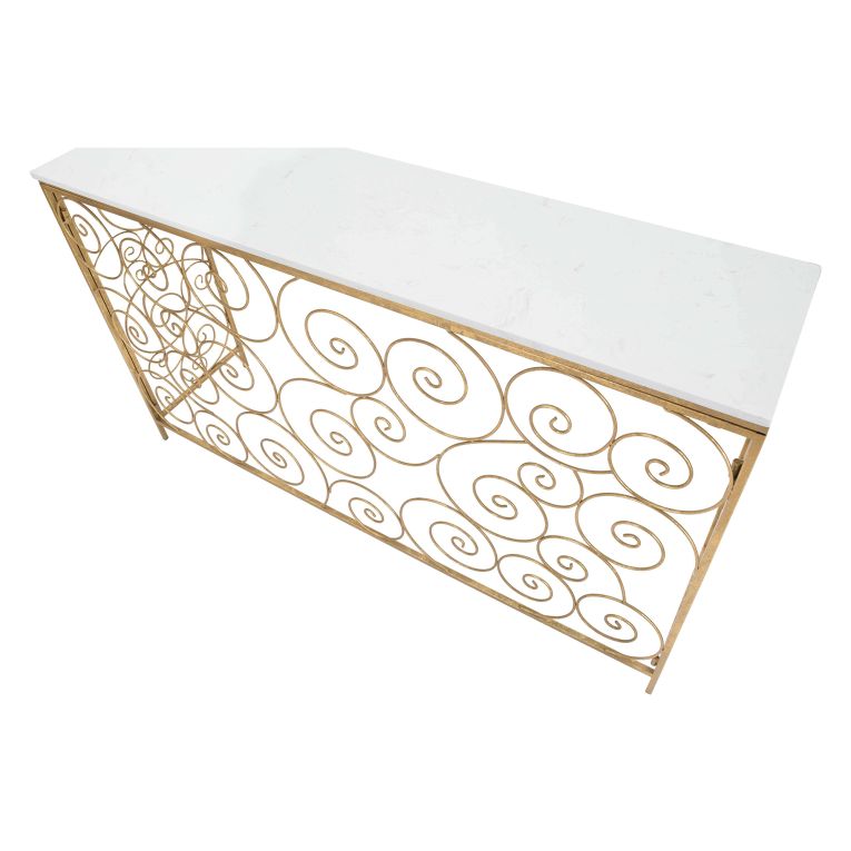 Consolle Bianco oro un Ripiano Materiale Struttura in Marmo 140x36x82h cm, Colore Ripiano Bianco - Goris