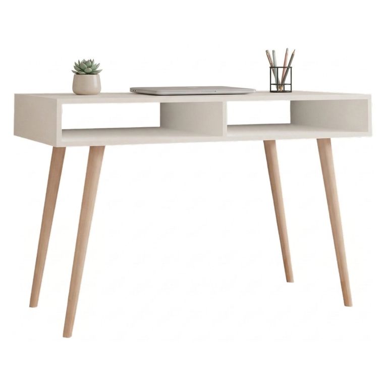 Consolle Bianco Rovere Marrone 2 Vani Colore Struttura Marrone 120x60x75h cm, Colore Ripiano Bianco - Busachi