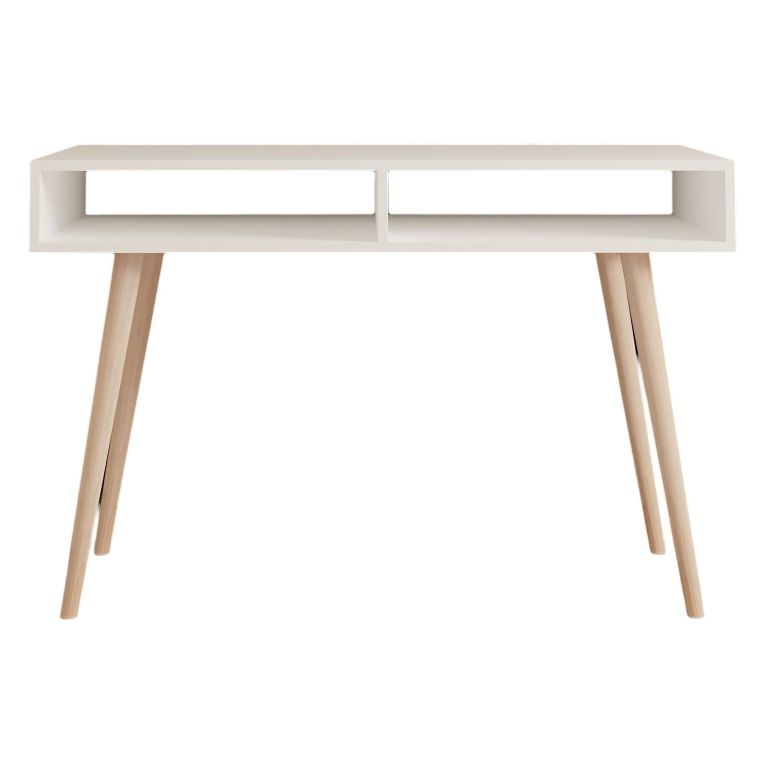 Consolle Bianco Rovere Marrone 2 Vani Colore Struttura Marrone 120x60x75h cm, Colore Ripiano Bianco - Busachi