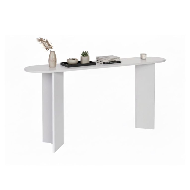 Consolle Bianco un Ripiano Peso Supportato 25 kg 150x35x75h cm, Colore Ripiano Bianco - Cercino