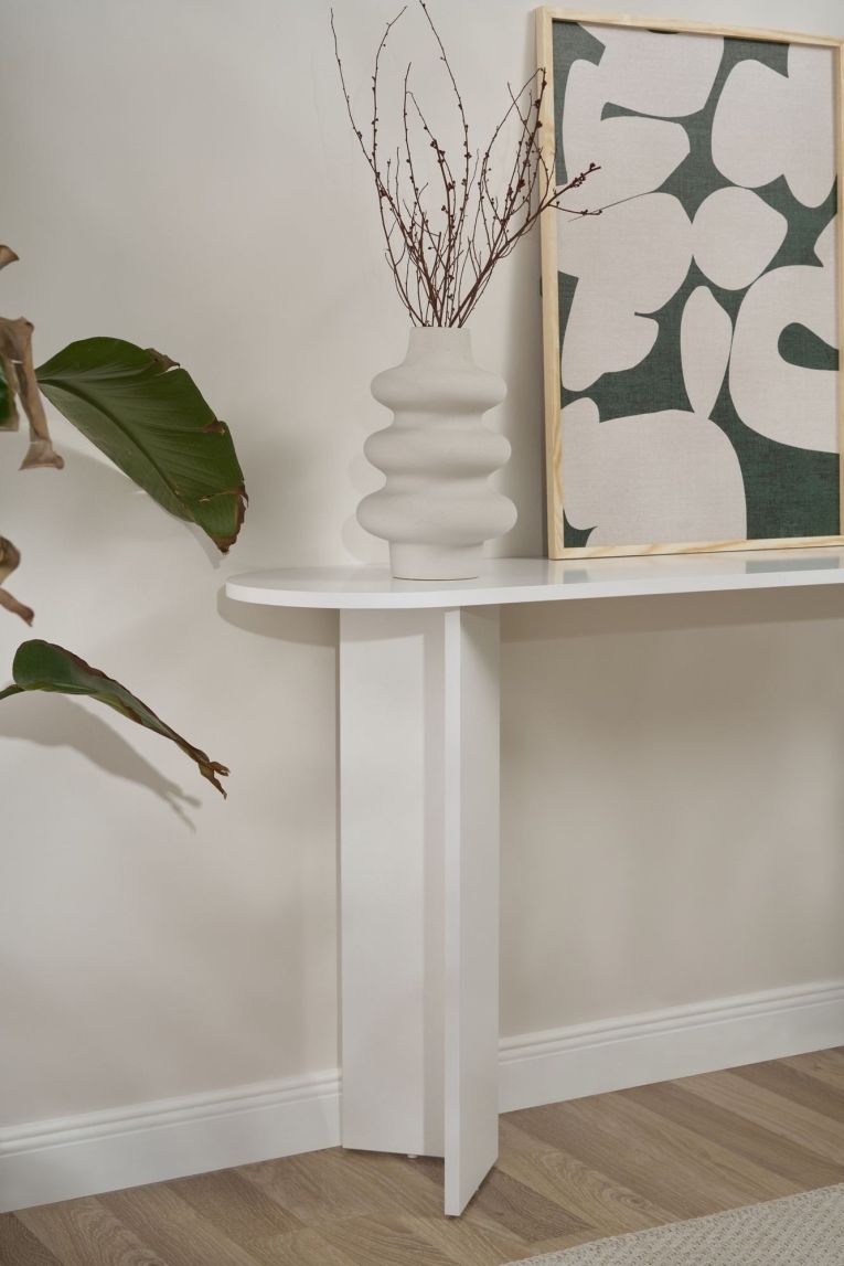Consolle Bianco un Ripiano Peso Supportato 25 kg 150x35x75h cm, Colore Ripiano Bianco - Cercino