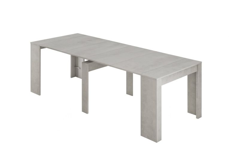 Consolle Compton, Tavolo da pranzo allungabile, Tavolo con allunghe multiuso estensibile fino a 10 posti, 51-237x90h78 cm, Cemento
