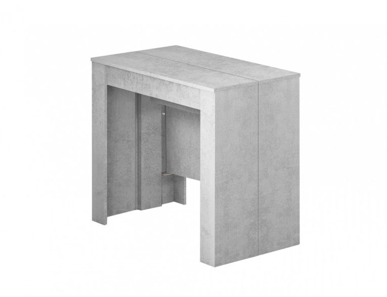 Consolle Compton, Tavolo da pranzo allungabile, Tavolo con allunghe multiuso estensibile fino a 10 posti, 51-237x90h78 cm, Cemento