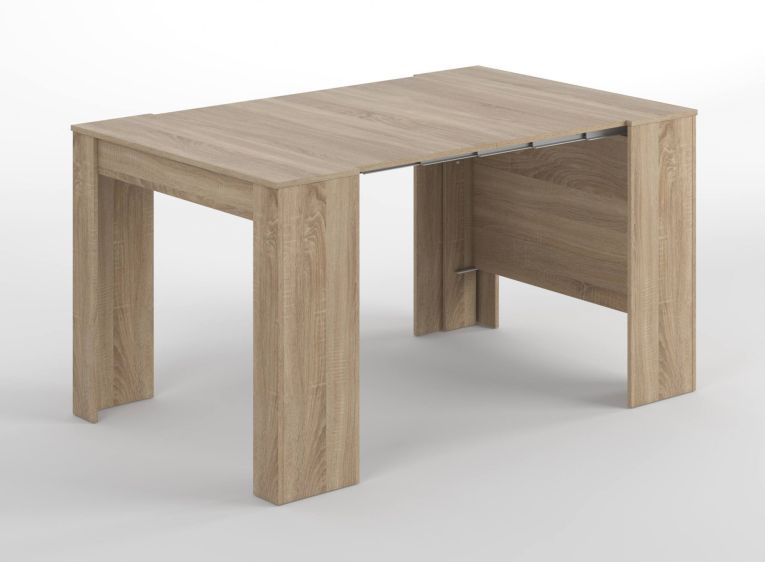 Consolle Compton, Tavolo da pranzo allungabile, Tavolo con allunghe multiuso estensibile fino a 10 posti, 51-237x90h78 cm, Rovere