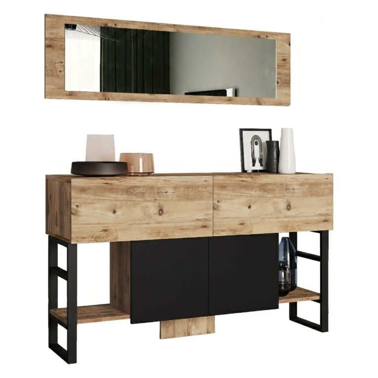 Consolle con specchio 139x43x83h cm quercia - Alleghe