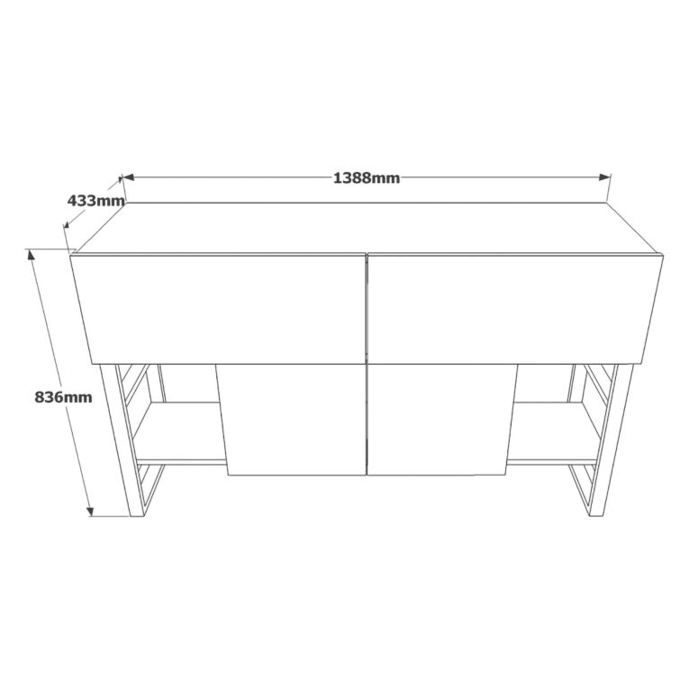Consolle con specchio 139x43x83h cm quercia - Alleghe