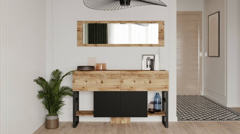 Consolle con specchio 139x43x83h cm quercia - Alleghe