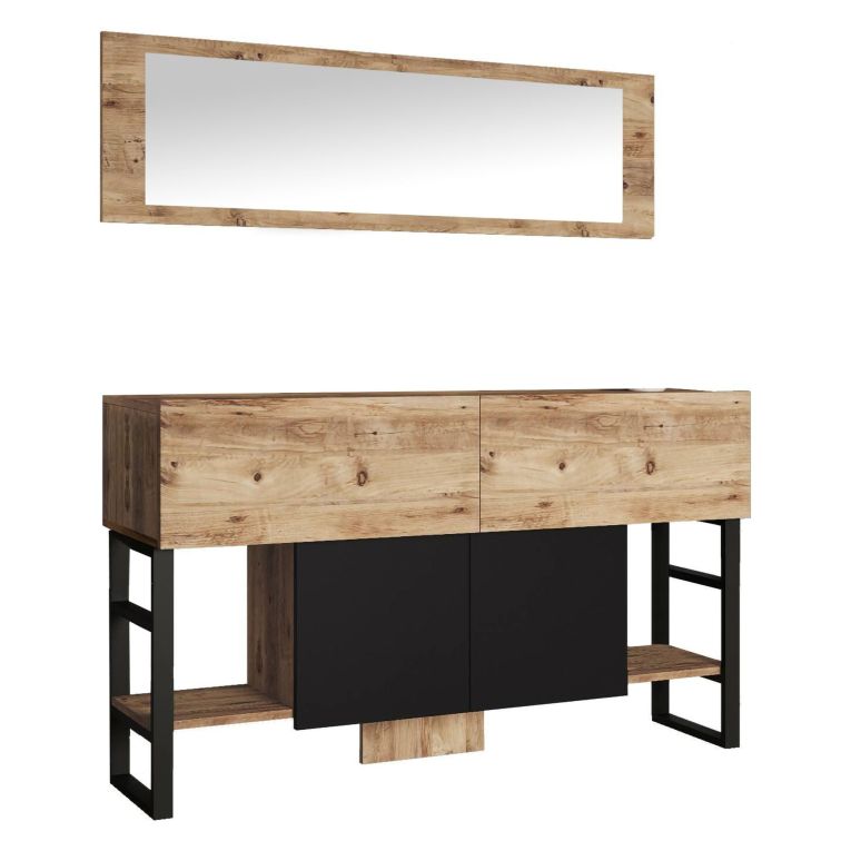 Consolle con specchio 139x43x83h cm quercia - Alleghe