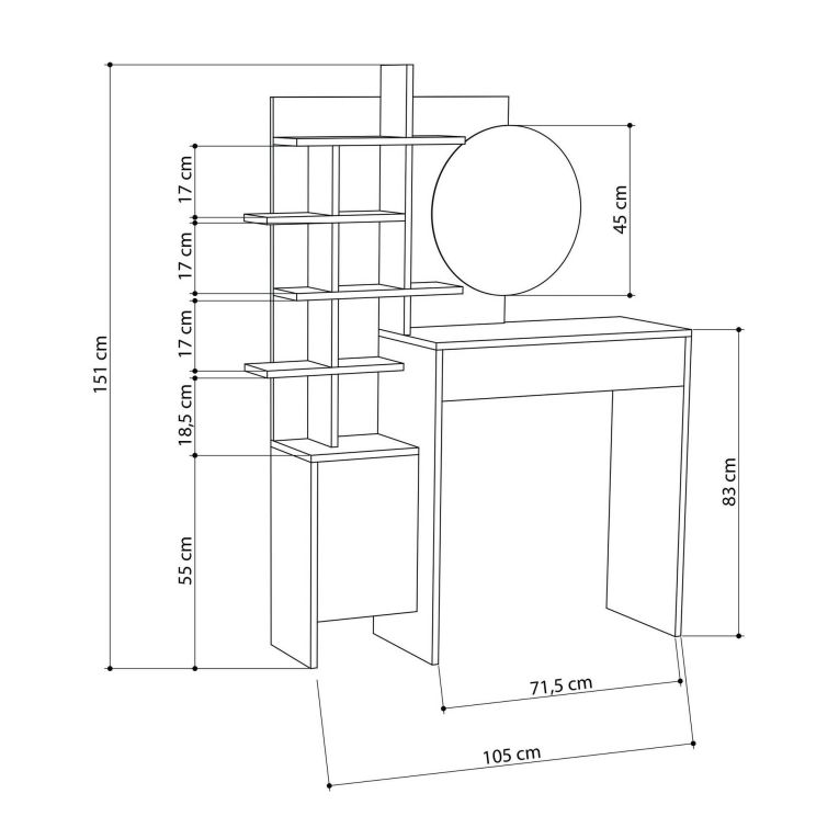 Consolle con specchio 71x35x83h cm bianco - Pago