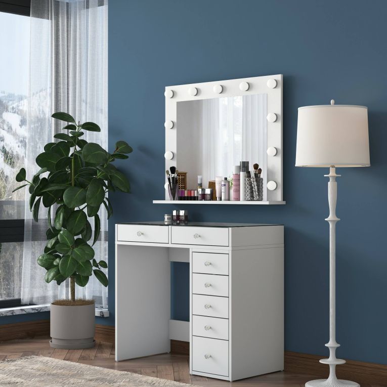 Consolle con specchio 90x45x80h cm bianco - Bussero