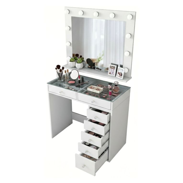 Consolle con specchio 90x45x80h cm bianco - Bussero