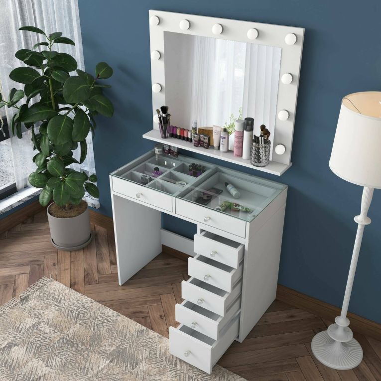 Consolle con specchio 90x45x80h cm bianco - Bussero