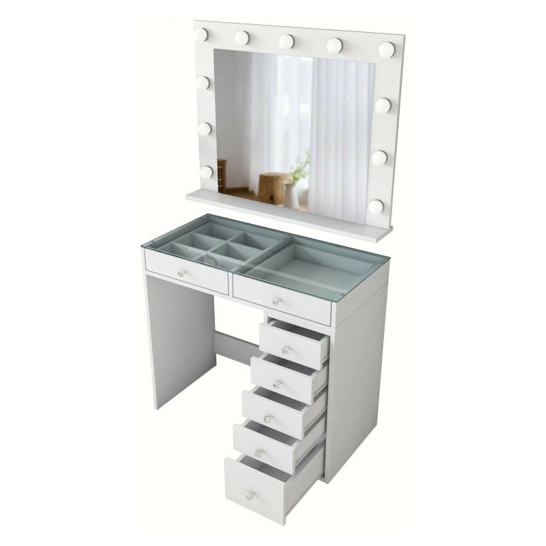 Consolle con specchio 90x45x80h cm bianco - Bussero