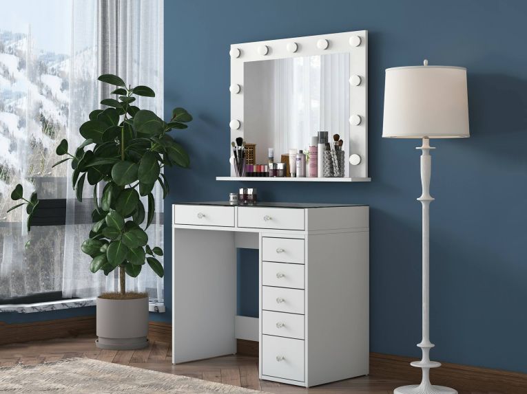 Consolle con specchio 90x45x80h cm bianco - Bussero