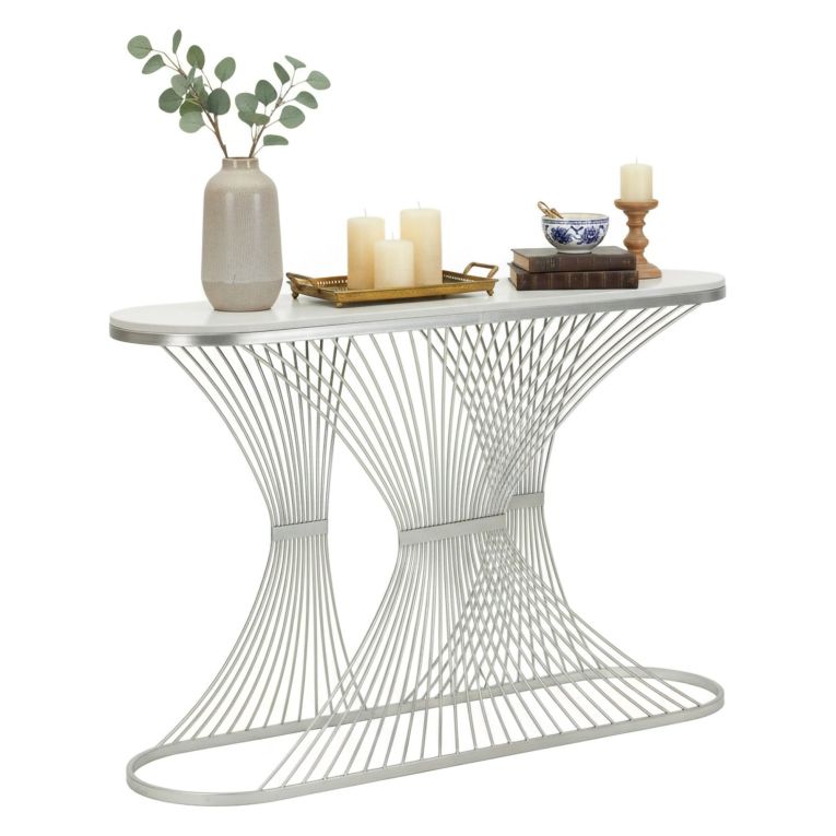 Consolle design in metallo 120x35x79h cm argento - Branduzzo