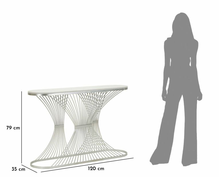 Consolle design in metallo 120x35x79h cm argento - Branduzzo