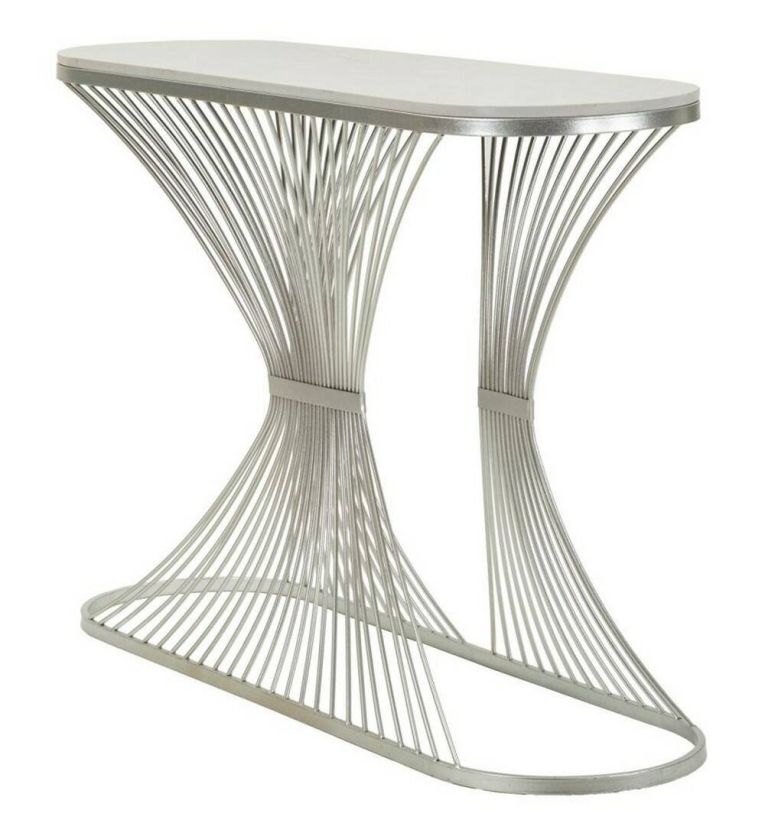 Consolle design in metallo 120x35x79h cm argento - Branduzzo