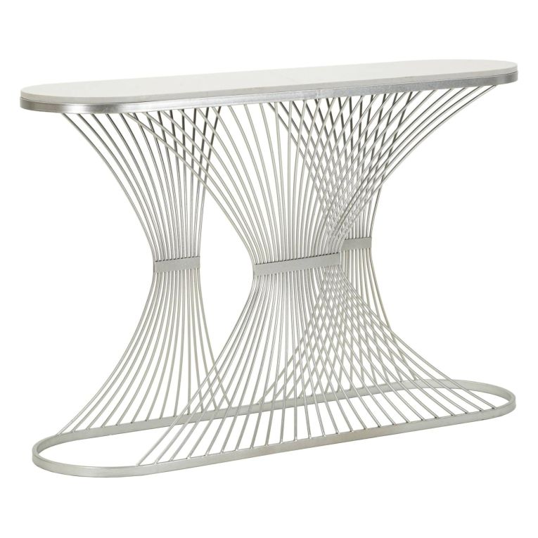 Consolle design in metallo 120x35x79h cm argento - Branduzzo