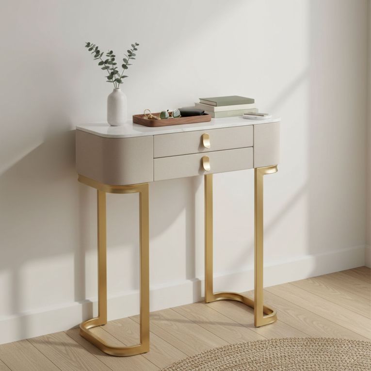 Consolle elegante 70x40x80h cm crema e oro - Ronda