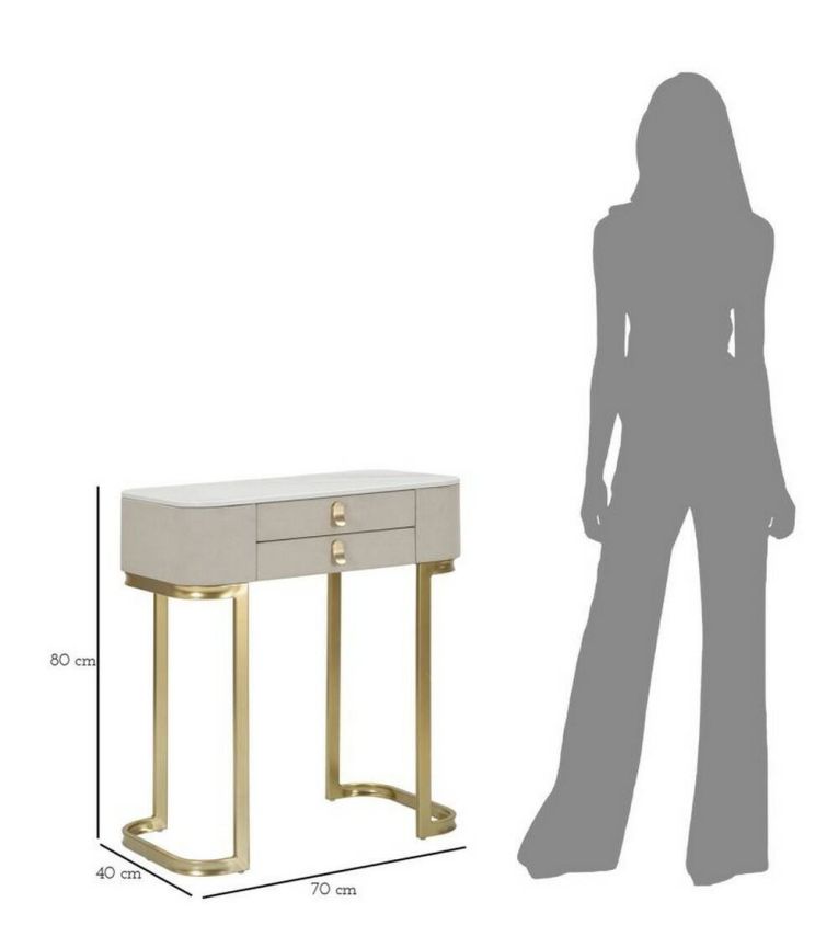 Consolle elegante 70x40x80h cm crema e oro - Ronda