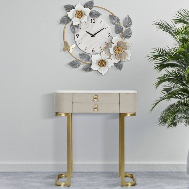 Consolle elegante 70x40x80h cm crema e oro - Ronda