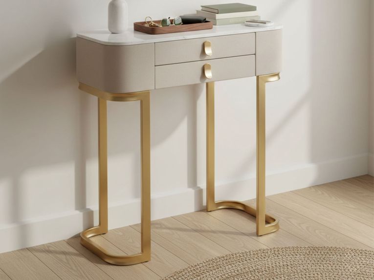 Consolle elegante 70x40x80h cm crema e oro - Ronda