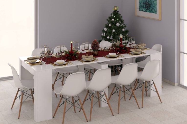 Consolle estensibile sala da pranzo 4-10 posti bianco lucido - Abicitren