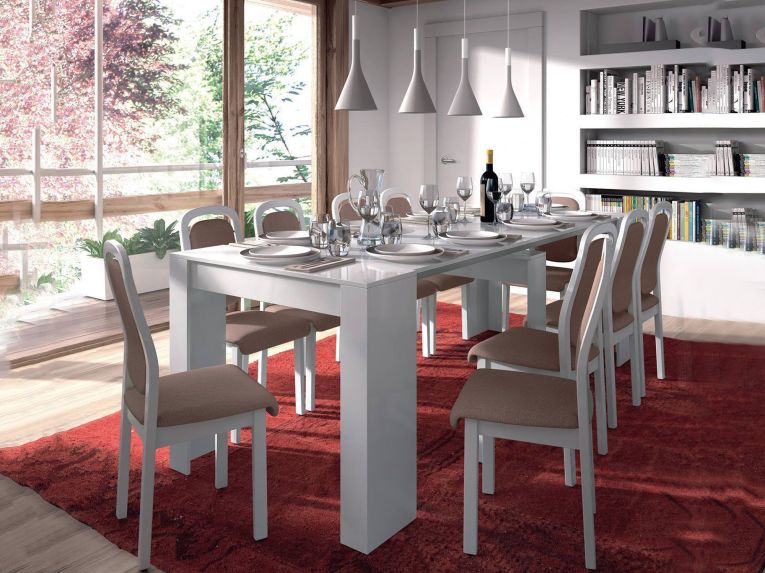 Consolle estensibile sala da pranzo 4-10 posti bianco lucido - Abicitren
