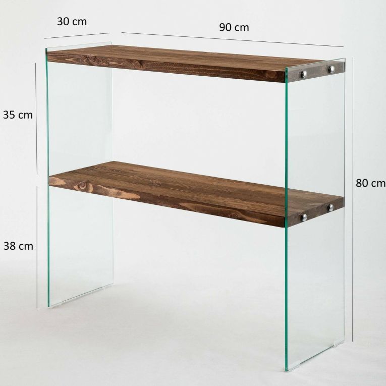 Consolle in legno e vetro 90x30x80h cm noce - Doha