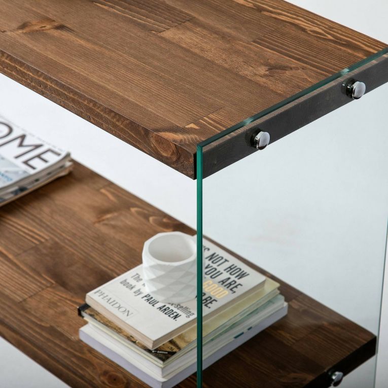 Consolle in legno e vetro 90x30x80h cm noce - Doha