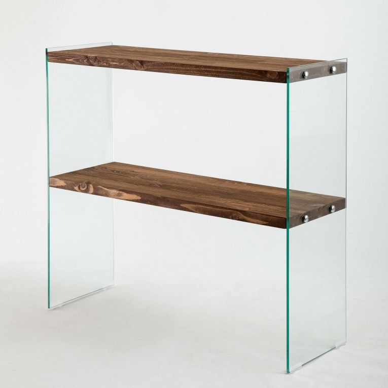 Consolle in legno e vetro 90x30x80h cm noce - Doha
