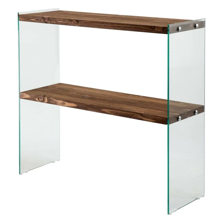 Consolle in legno e vetro 90x30x80h cm noce - Doha