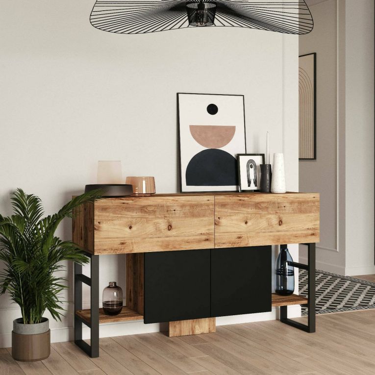 Consolle industrial 138x43x83h cm quercia - Izo