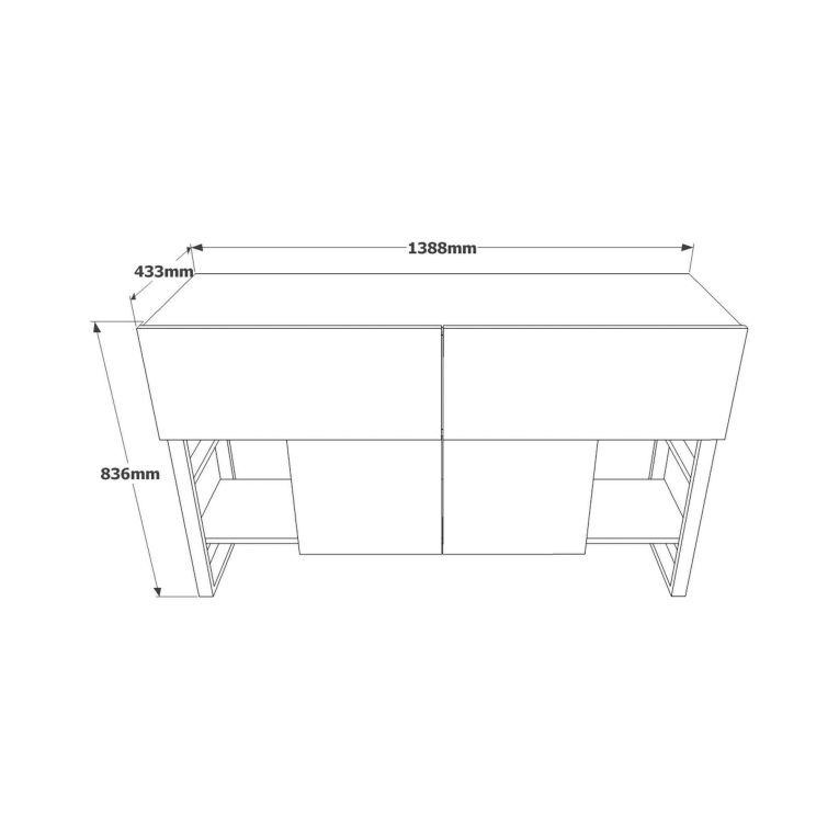 Consolle industrial 138x43x83h cm quercia - Izo