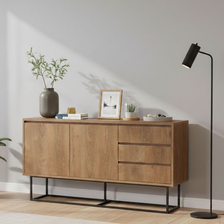 Consolle larga 140x36x72h cm noce e nero - Credenza Kuwait