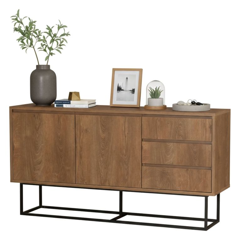 Consolle larga 140x36x72h cm noce e nero - Credenza Kuwait