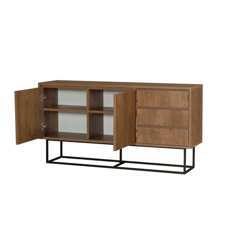 Consolle larga 140x36x72h cm noce e nero - Credenza Kuwait