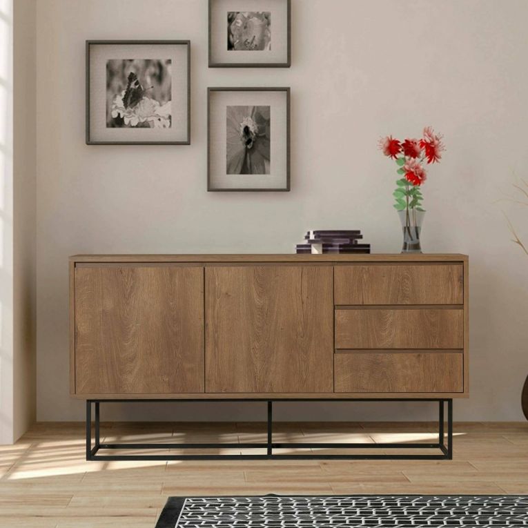 Consolle larga 140x36x72h cm noce e nero - Credenza Kuwait