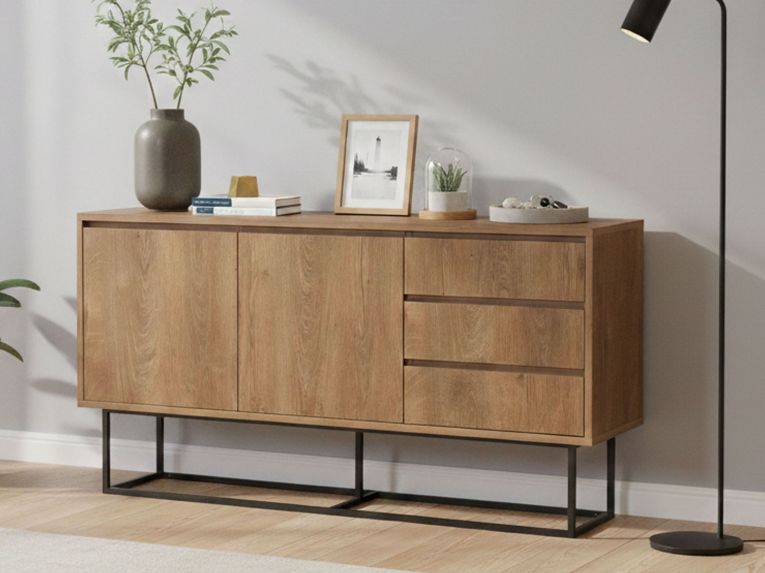 Consolle larga 140x36x72h cm noce e nero - Credenza Kuwait
