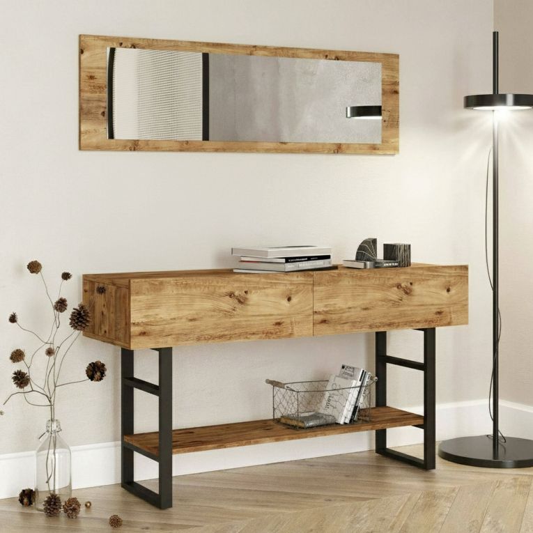 Consolle legno e metallo 139x43x75h cm quercia - Izo