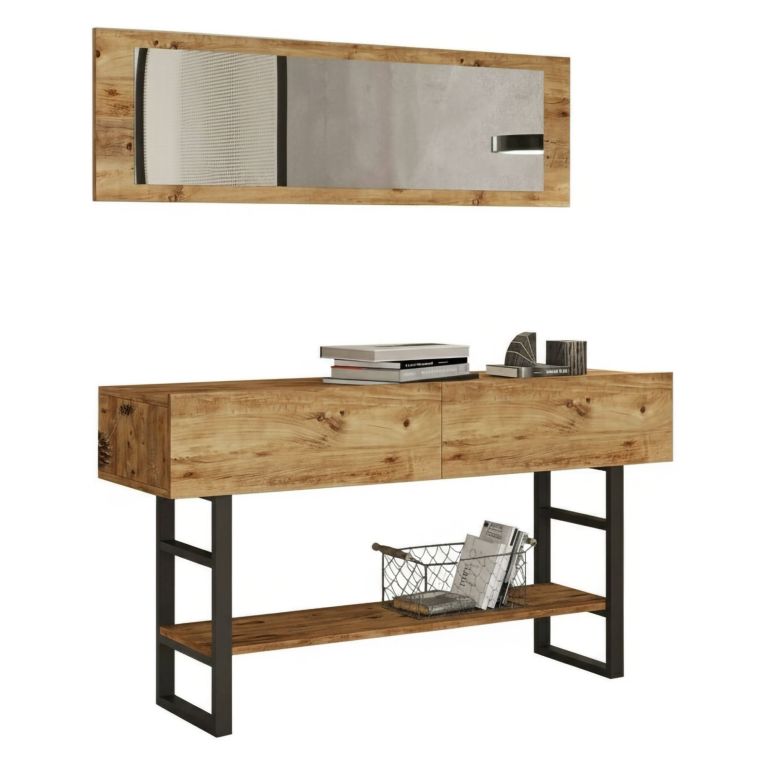 Consolle legno e metallo 139x43x75h cm quercia - Izo