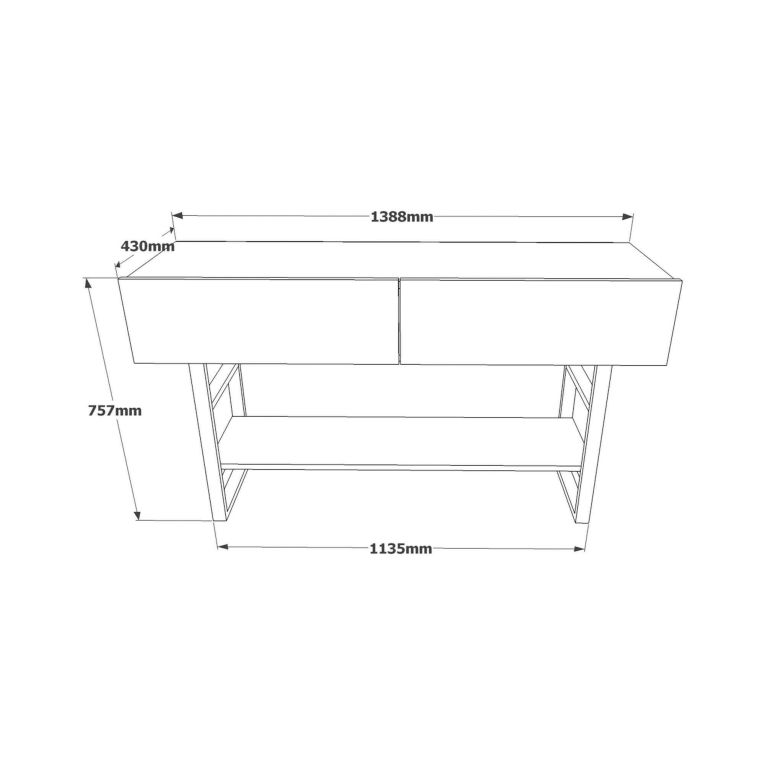 Consolle legno e metallo 139x43x75h cm quercia - Izo