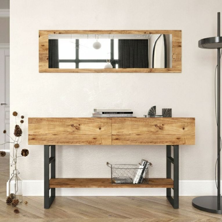 Consolle legno e metallo 139x43x75h cm quercia - Izo