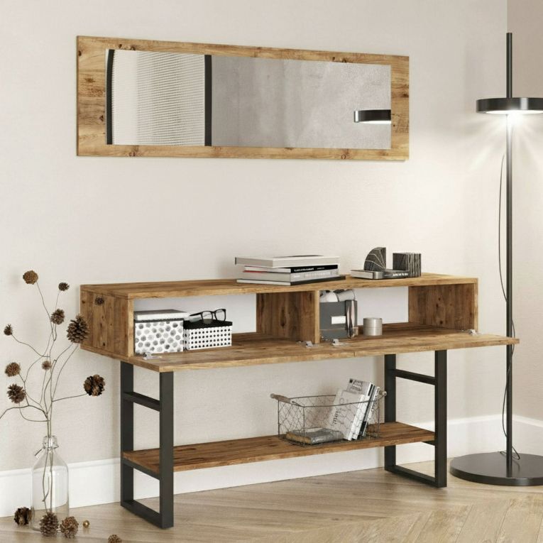 Consolle legno e metallo 139x43x75h cm quercia - Izo