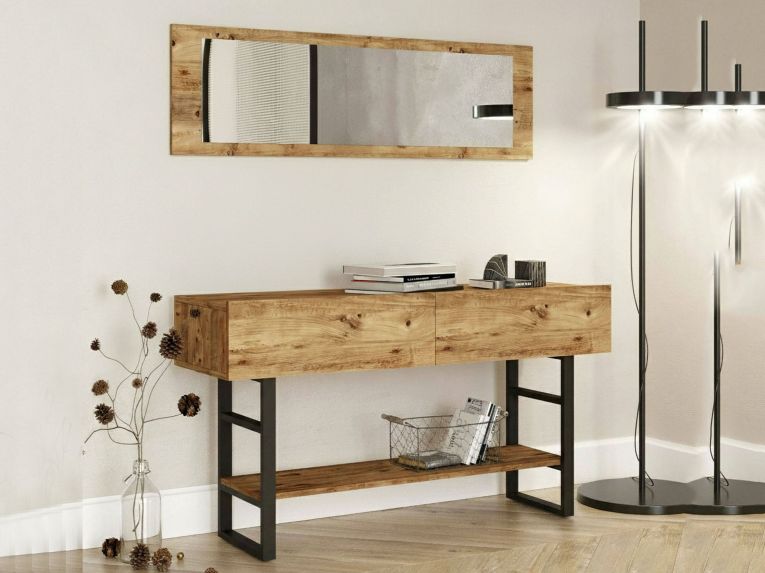 Consolle legno e metallo 139x43x75h cm quercia - Izo