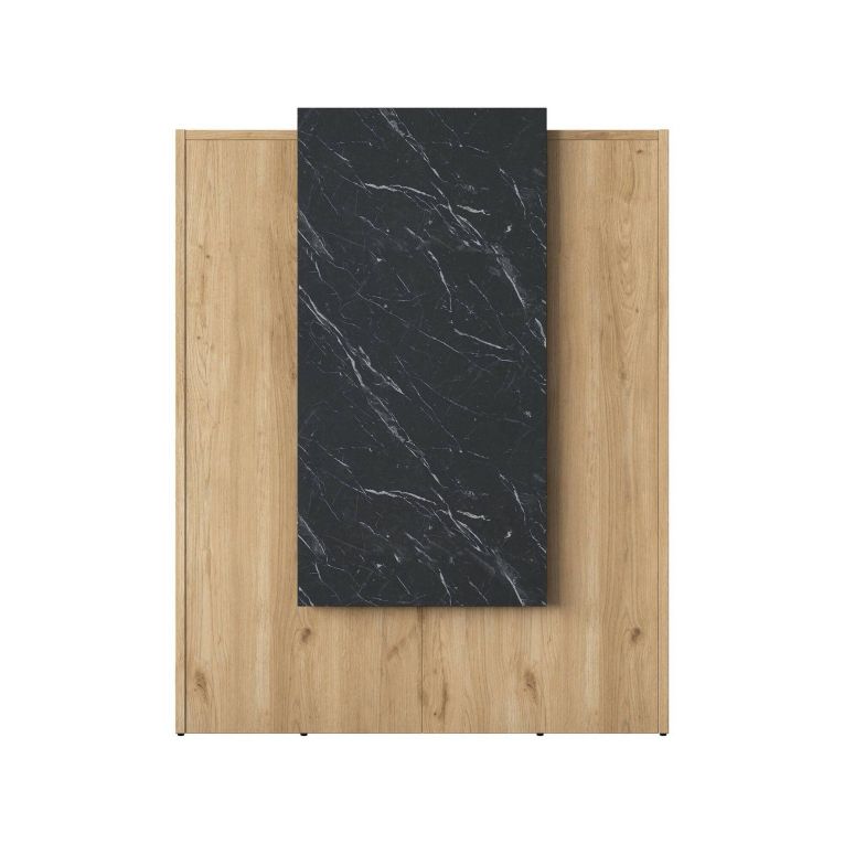 Consolle Maera, Tavolo multiuso, Mobiletto d'appoggio, Scrivania da corridoio, 90x40 h110 cm, Noce