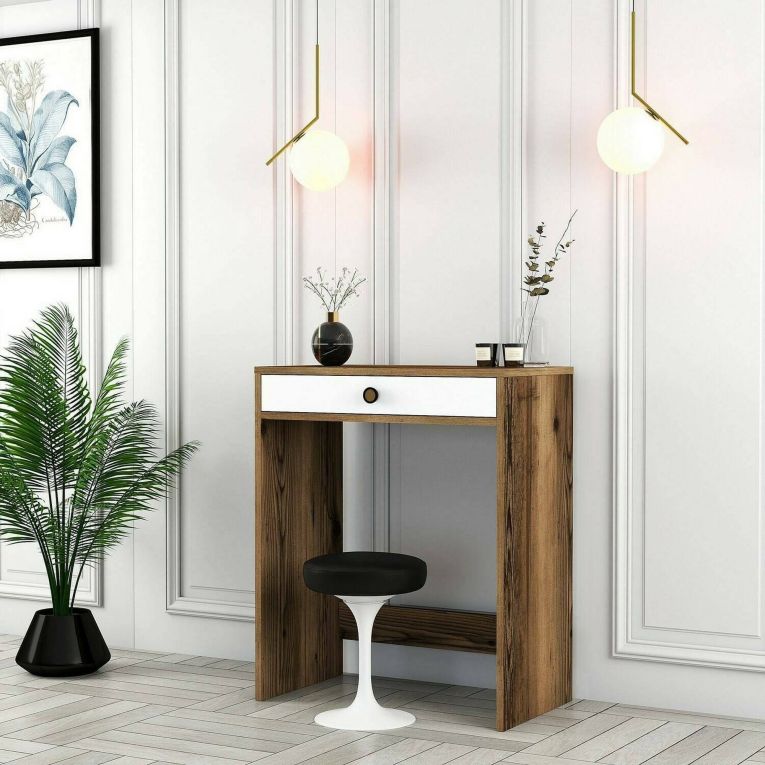 Consolle make up 70x84x40h cm noce e bianco - Bedonia