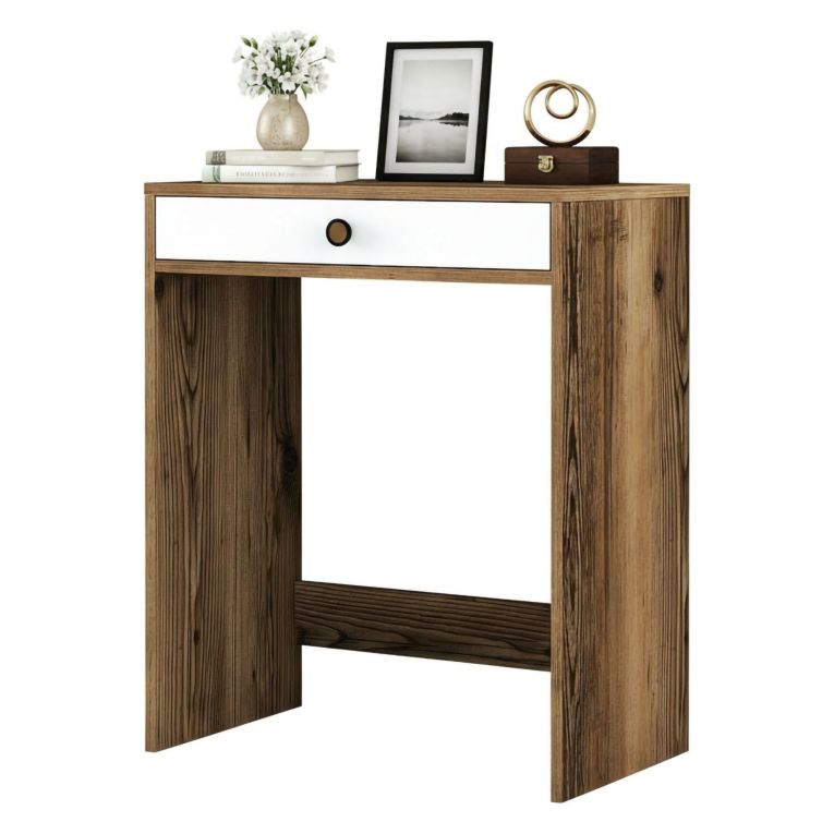 Consolle make up 70x84x40h cm noce e bianco - Bedonia