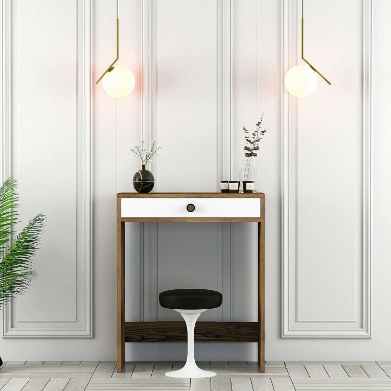 Consolle make up 70x84x40h cm noce e bianco - Bedonia